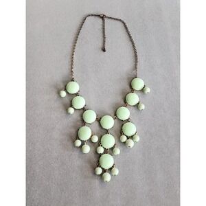 Vintage ILY COUTURE Signed Necklace Mint Green Bubble Bib Gold Tone Statement